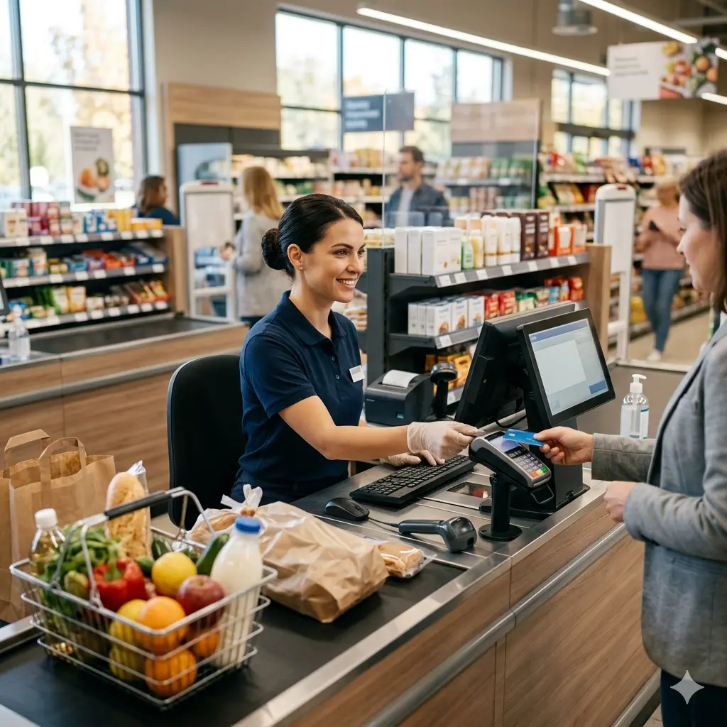 Workforce solutions in Saudi Arabia providing trained cashiers for retail and commercial businesses.